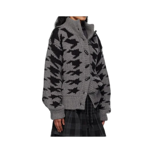 Hound's Tooth Star Cowichan Cardigan