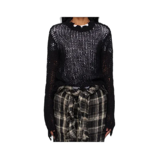Distressed Cropped Knitted Sweater