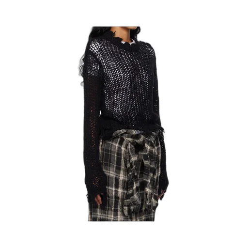 Distressed Cropped Knitted Sweater