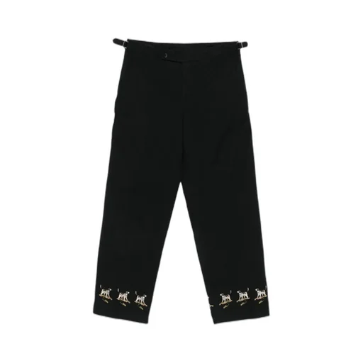 Embroidered Side-Buckle Pants