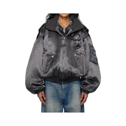 Satin Cargo Bomber Jacket