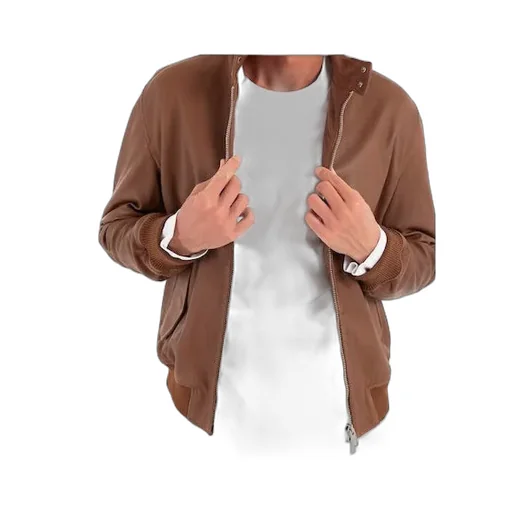 Long-Sleeved Leather Jacket