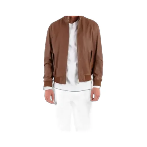 Long-Sleeved Leather Jacket