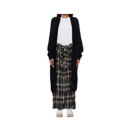 Alpaca Diamond Check Long Cardigan