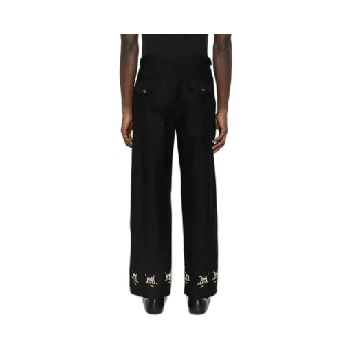 Embroidered Side-Buckle Pants