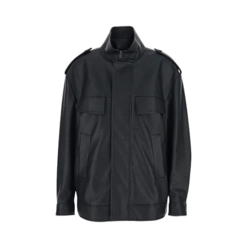 Long-Sleeved Leather Jacket