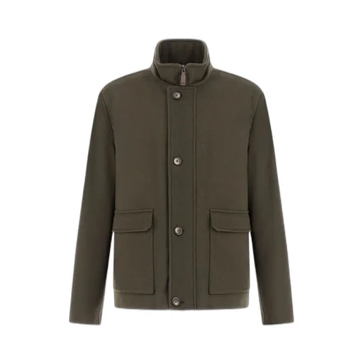 High-Neck Buttoned Jacket
