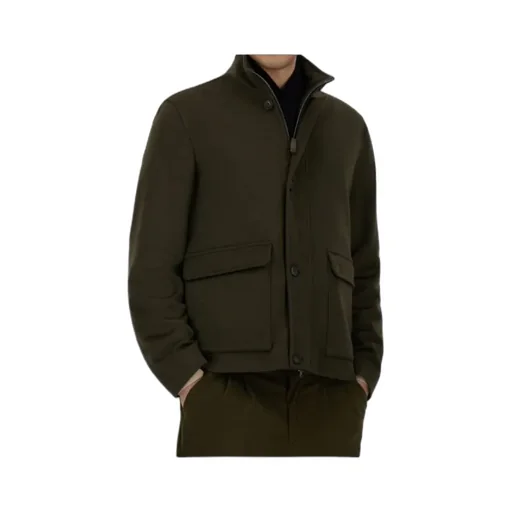 High-Neck Buttoned Jacket