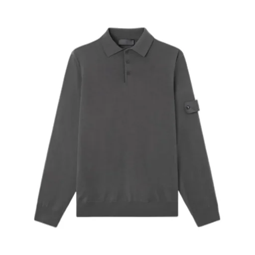Long-Sleeve Polo Jumper With Ribbed Trims