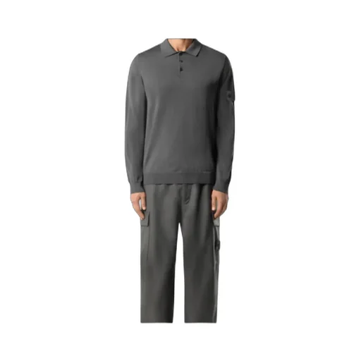 Long-Sleeve Polo Jumper With Ribbed Trims