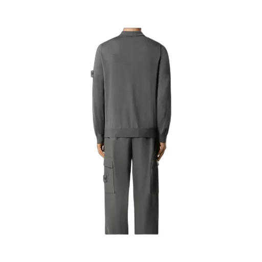Long-Sleeve Polo Jumper With Ribbed Trims
