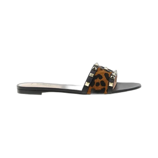 Studded Animal-Print Sandals