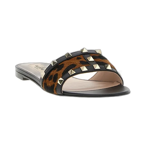 Studded Animal-Print Sandals