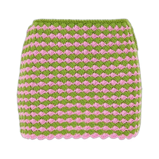 Two-Toned Crochet Mini Skirt