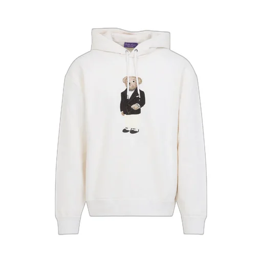 Bear-Embroidered Drawstring Hoodie