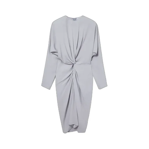 Satin Draped-Front Midi Dress