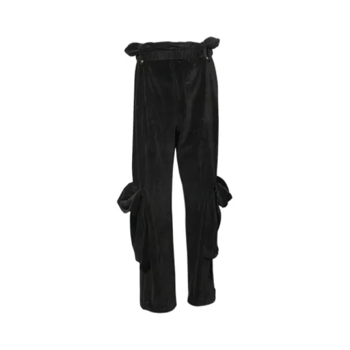 Rolled-Waist Velvet Overalls