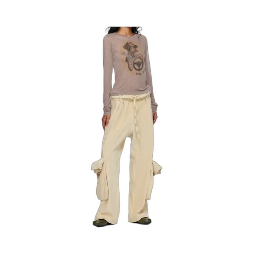 Rolled-Waist Velvet Overalls