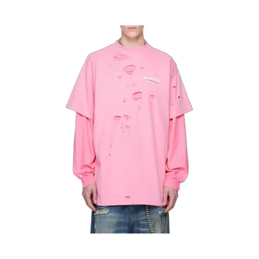 Destroyed Layered Long-Sleeved T-Shirt
