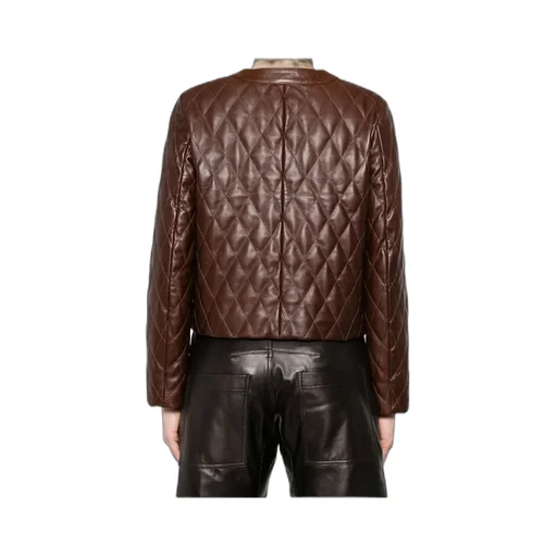 Quilted Button-Down Leather Jacket