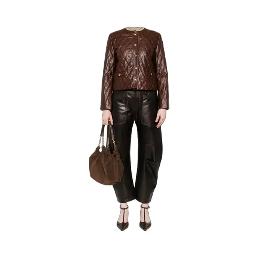 Quilted Button-Down Leather Jacket