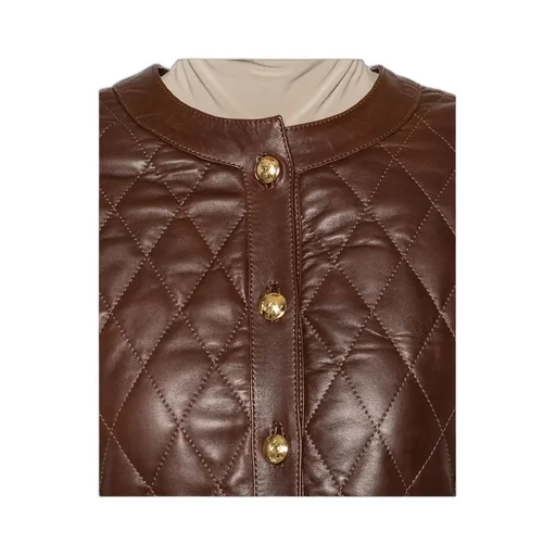 Quilted Button-Down Leather Jacket