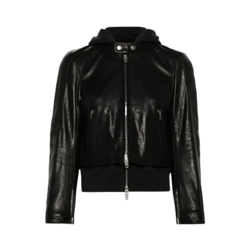 Layered-Detail Leather Jacket