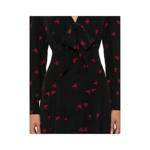 Pleated Bow-Print Dress