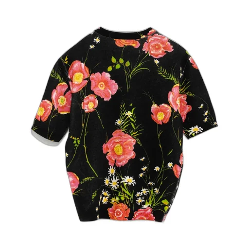 Floral-Print Knitted Top