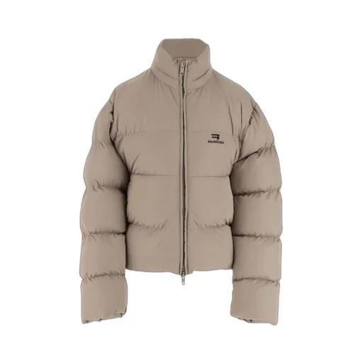 Logo Printed Zip-Up Puffer Jacket