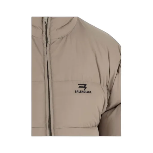 Logo Printed Zip-Up Puffer Jacket
