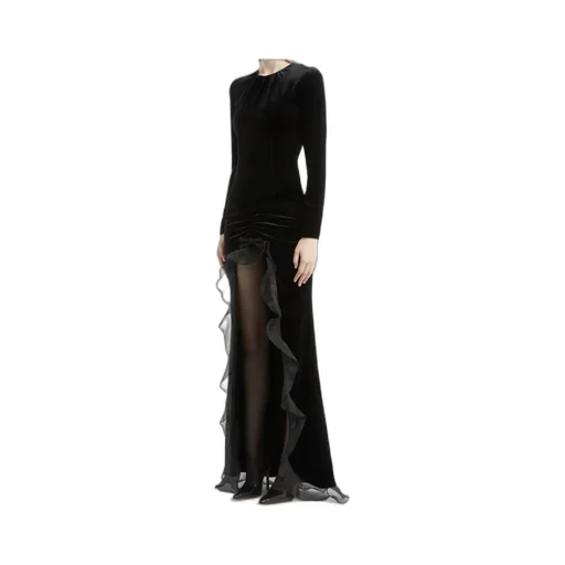Velvet Dress With Ruching