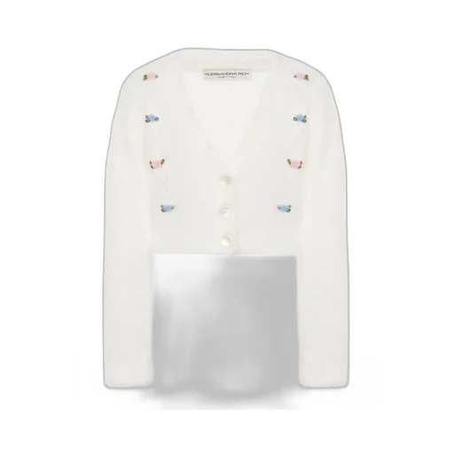 Floral-Embroidered Buttoned Cardigan