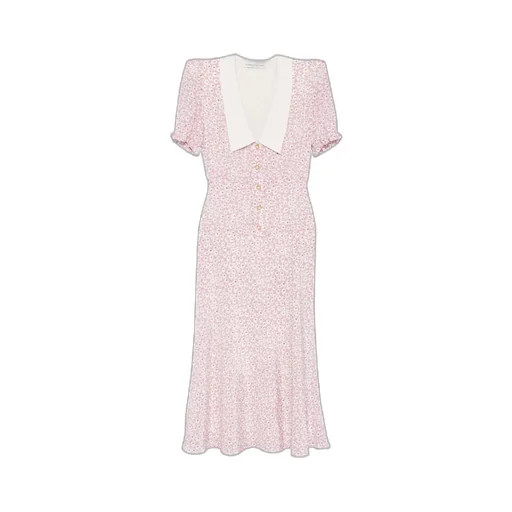 Floral Print Short Sleeved Midi Dress