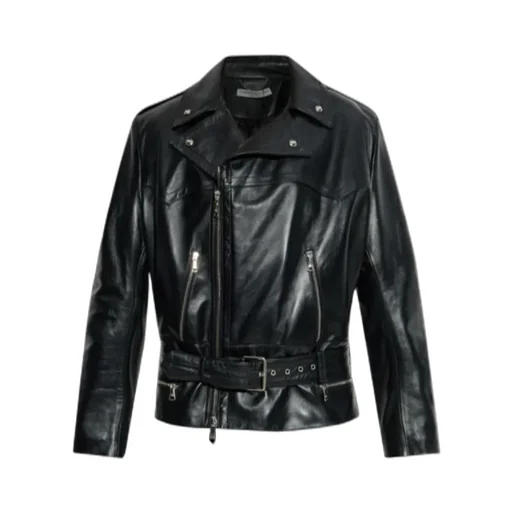 Long-Sleeved Leather Jacket