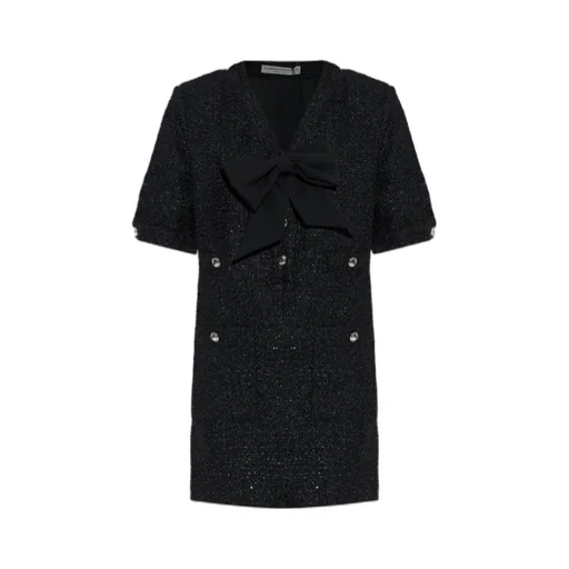 Bow Detailed Mini Tweed Dress