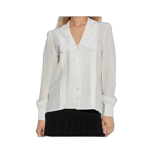 Lace-Trimmed Collared Blouse