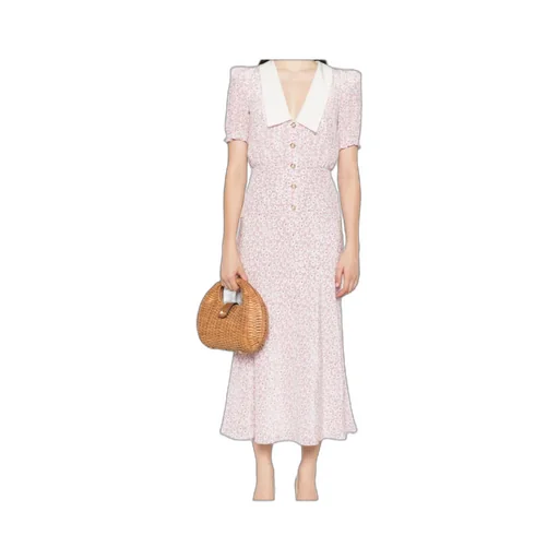 Floral Print Short Sleeved Midi Dress