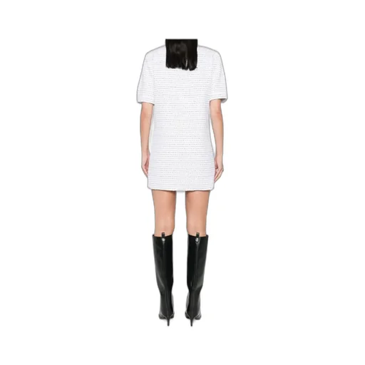 Bow Detailed Sequin Tweed Mini Dress