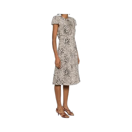 Leopard-Print Pleated Midi Dress