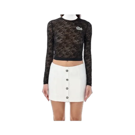 Long-Sleeved Crewneck Laced T-Shirt