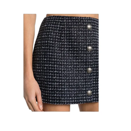 Metallic-Threading Tweed Skirt