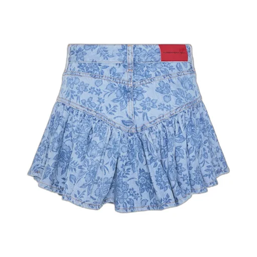 Floral-Print Denim Mini Skirt