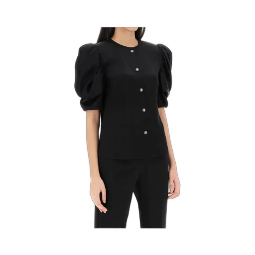 Round-Neck Puff-Sleeved Shirt