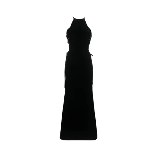 Lattice-Strap Detailed Crewneck Maxi Dress