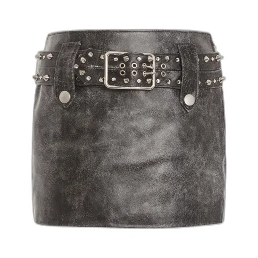 Mid-Rise Belted Mini Skirt