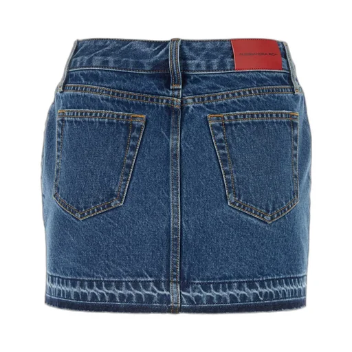 Embellished Frayed Hem Denim Mini Skirt