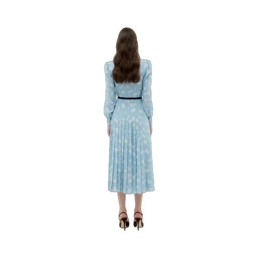 Daisy-Print Silk Shirt Dress