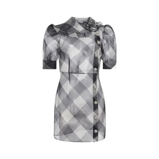 Checked Silk Mini Dress
