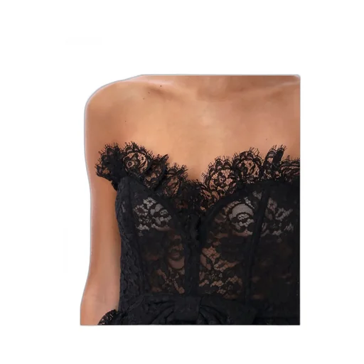 Bow Off-Shoulder Lace Bustier Top